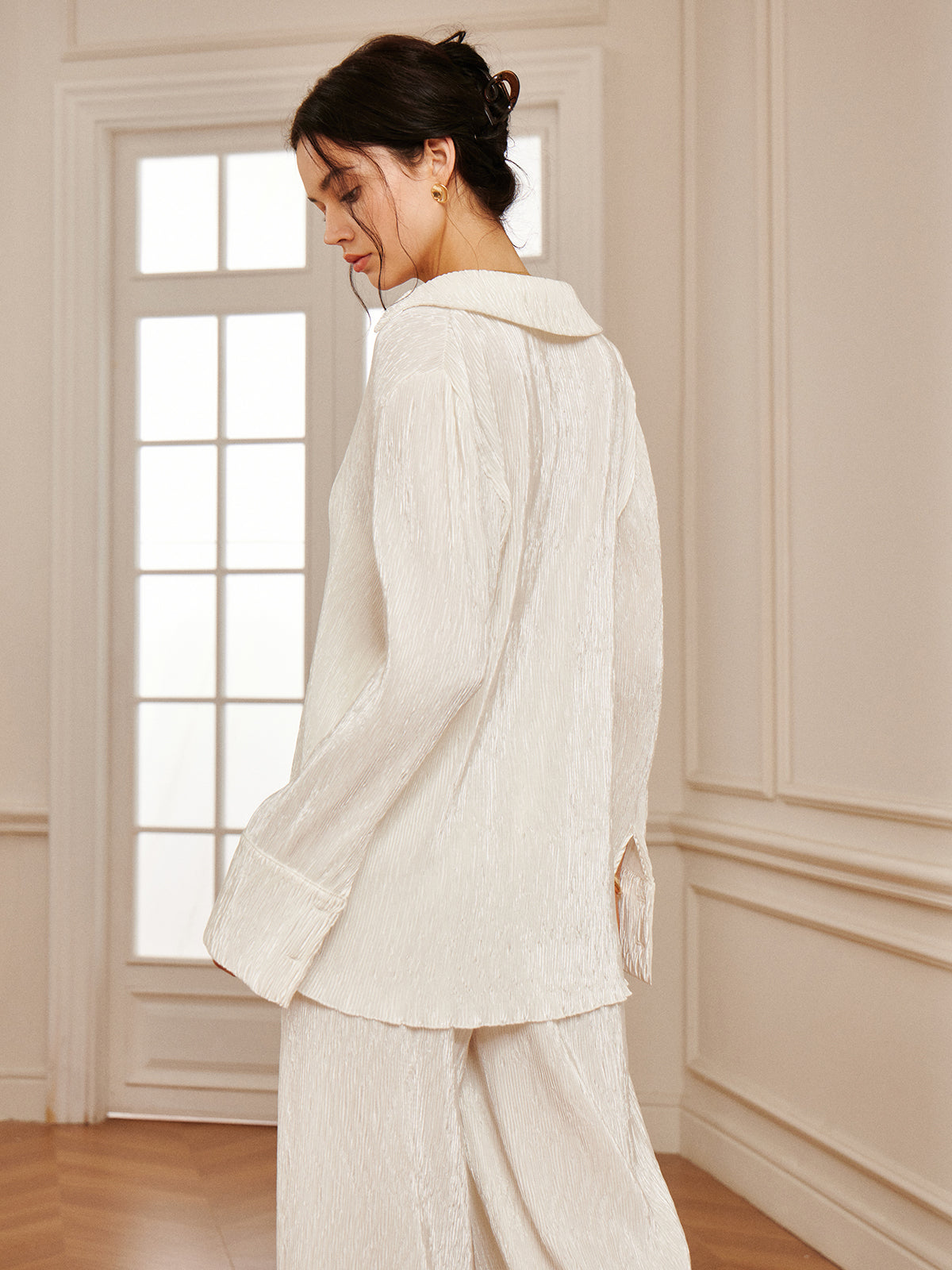 Fudus Minimalist Pleated Soft Polo Shirt