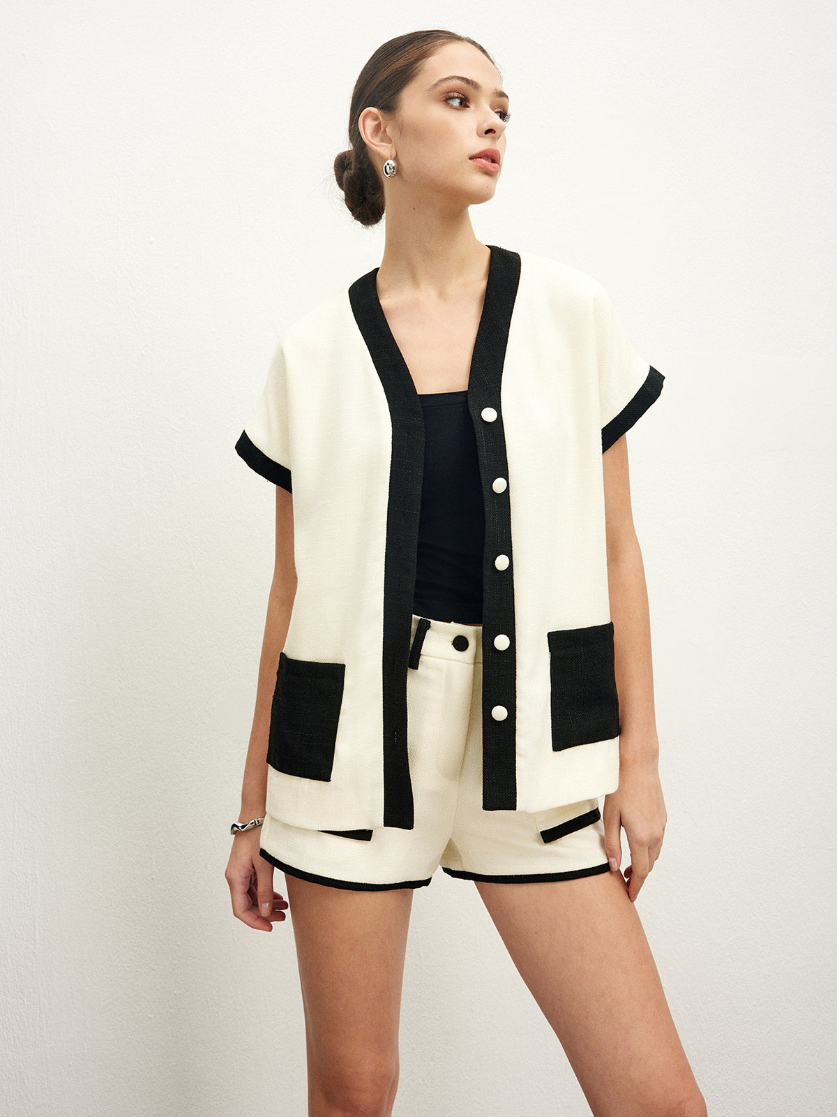 Fudus Blouse with Contrast Binding