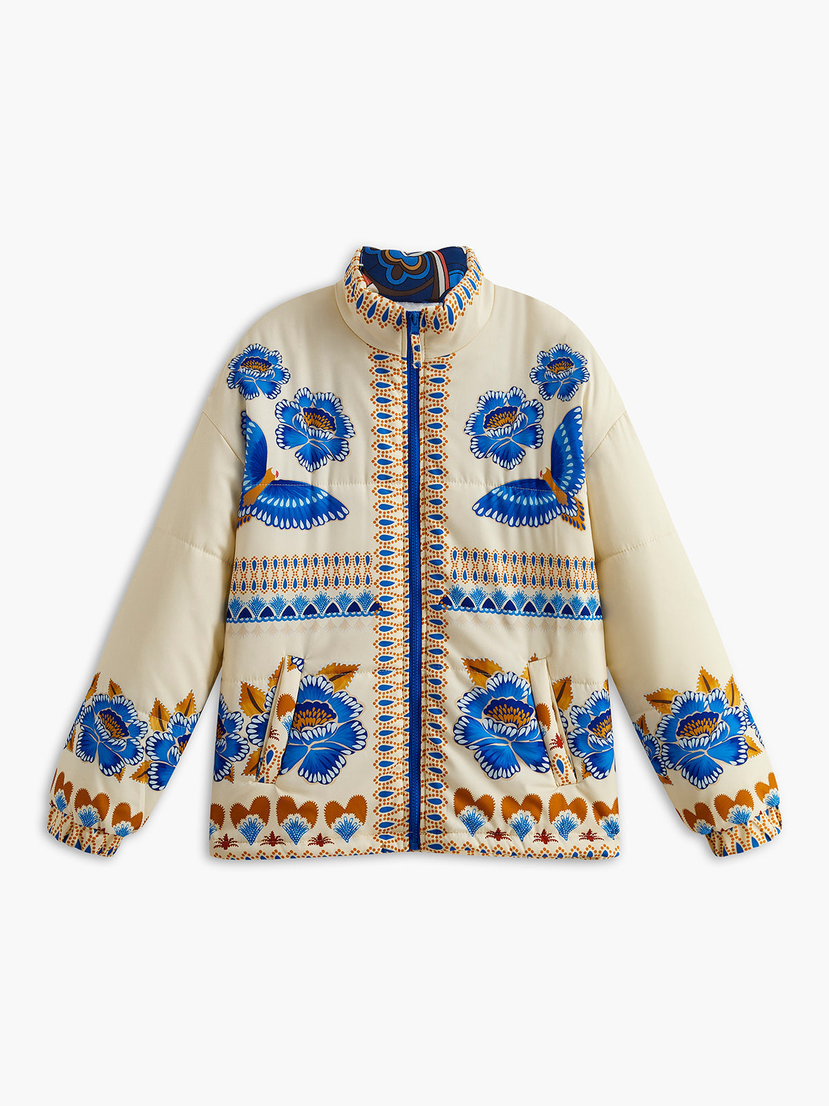 Krohn-e | Bohemian Winterjacke mit Druck und Reißverschluss