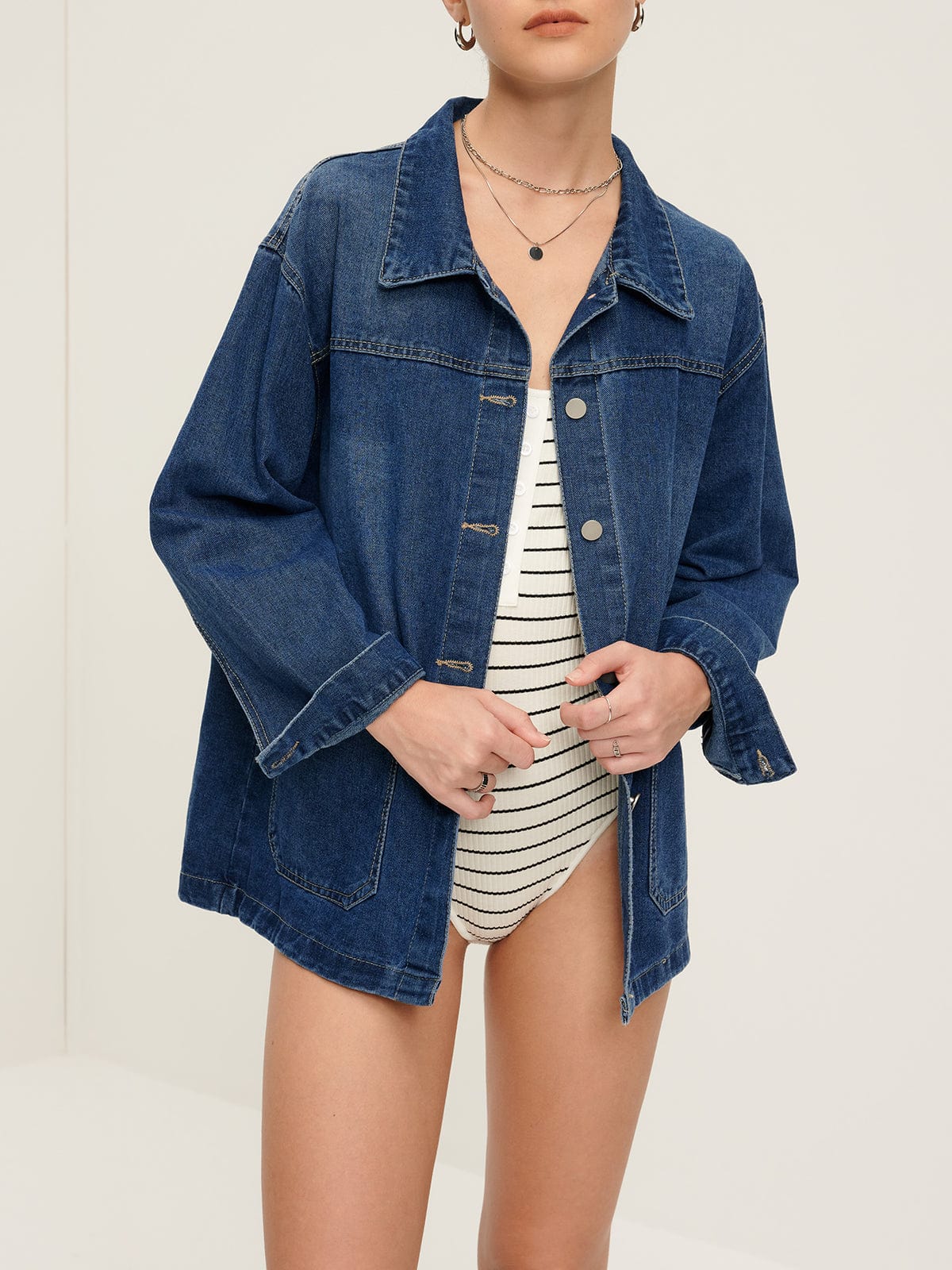 Krohn-e | Übergröße Denim Jacke Lässig und Vielseitig