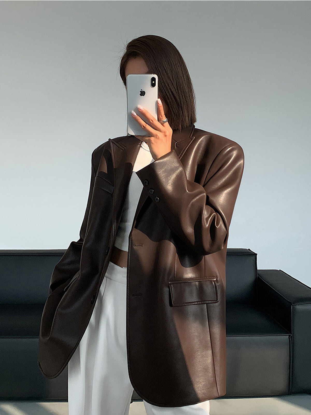 Krohn-e | Lederlook Blazer für Damen