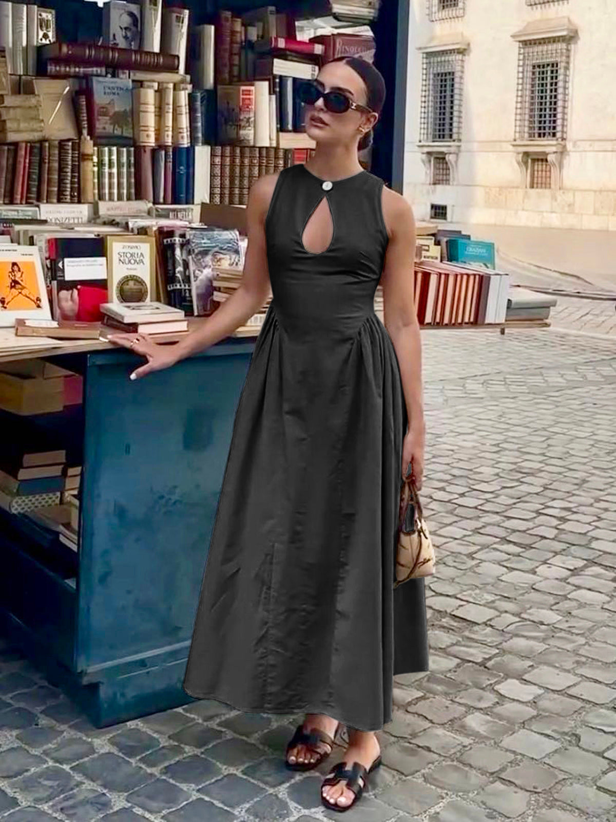 Leinenkleid für Damen, Midi-Länge