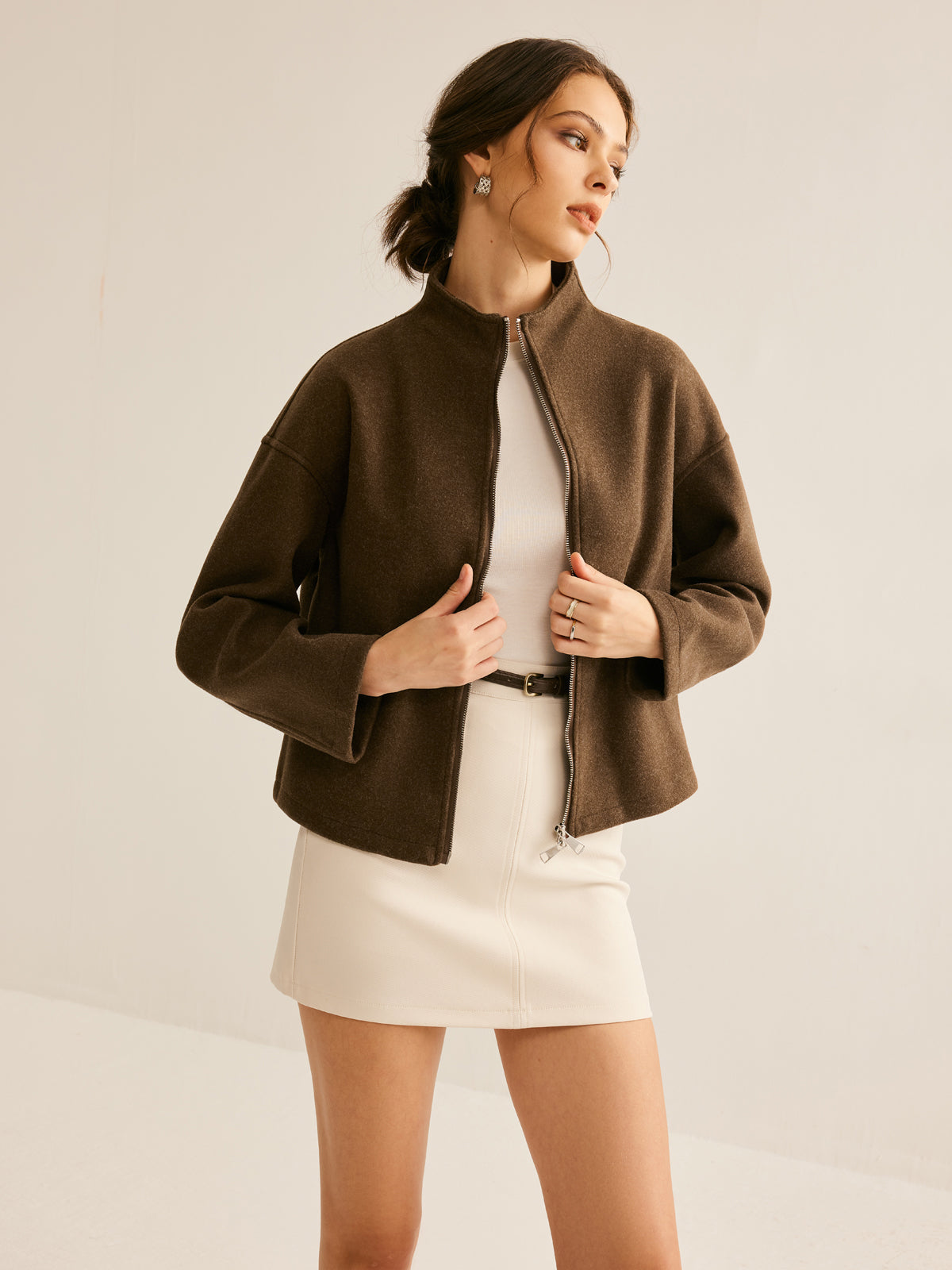 Krohn-e | Braune Reißverschlussjacke für Frauen