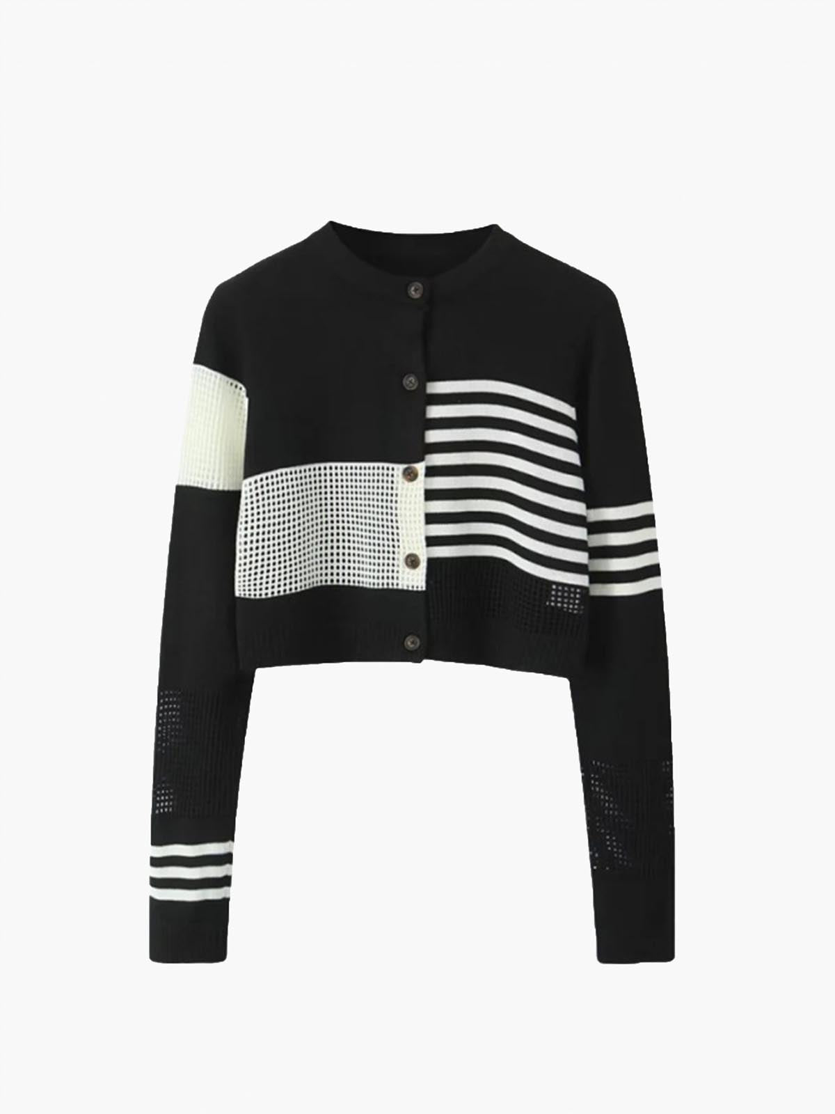 Fudus Farbblock-Pullover mit geometrischem Muster