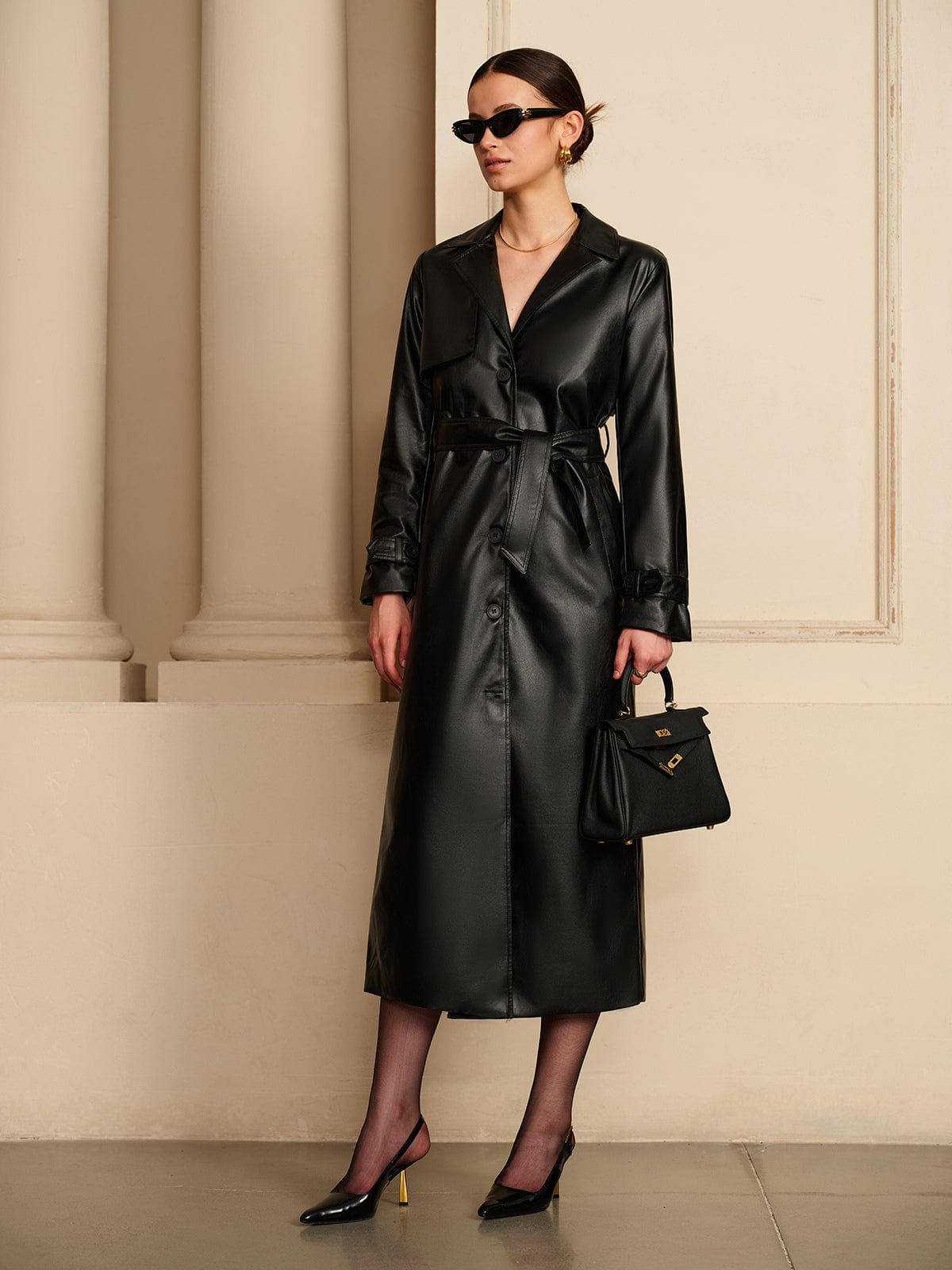 Krohn-e | Eleganter Leder Trenchcoat Luxus Trifft Auf Zeitlose Eleganz