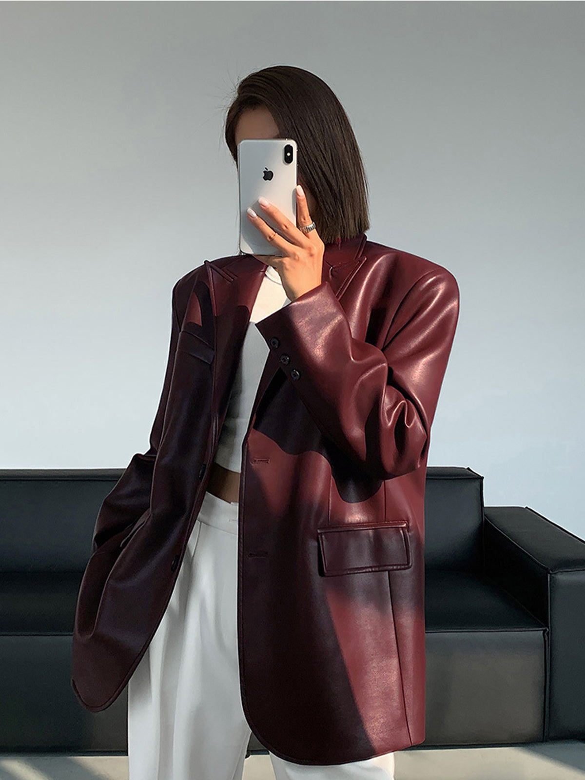 Krohn-e | Lederlook Blazer für Damen