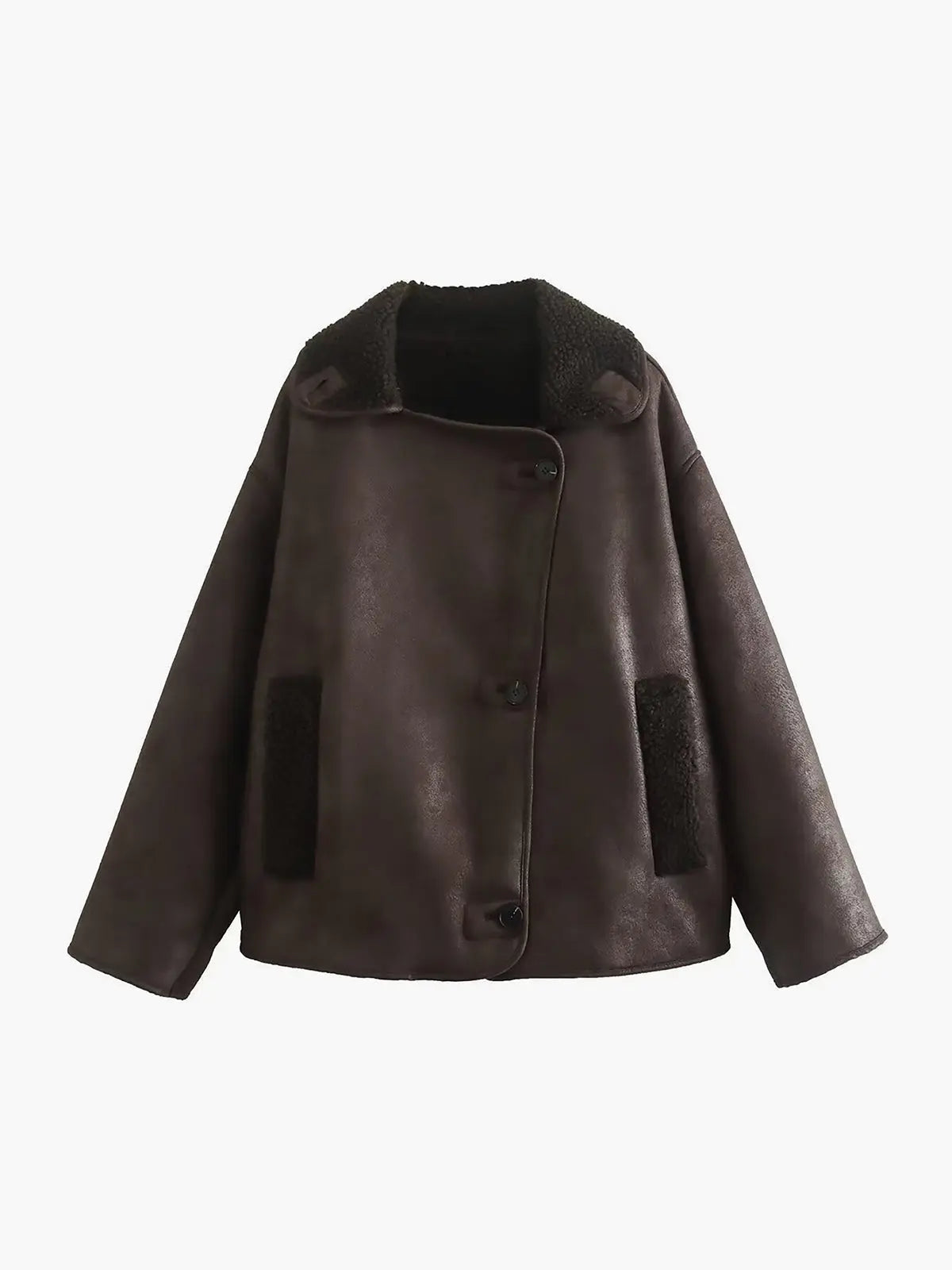 Krohn-e | Revers Kunstleder Warme Jacke