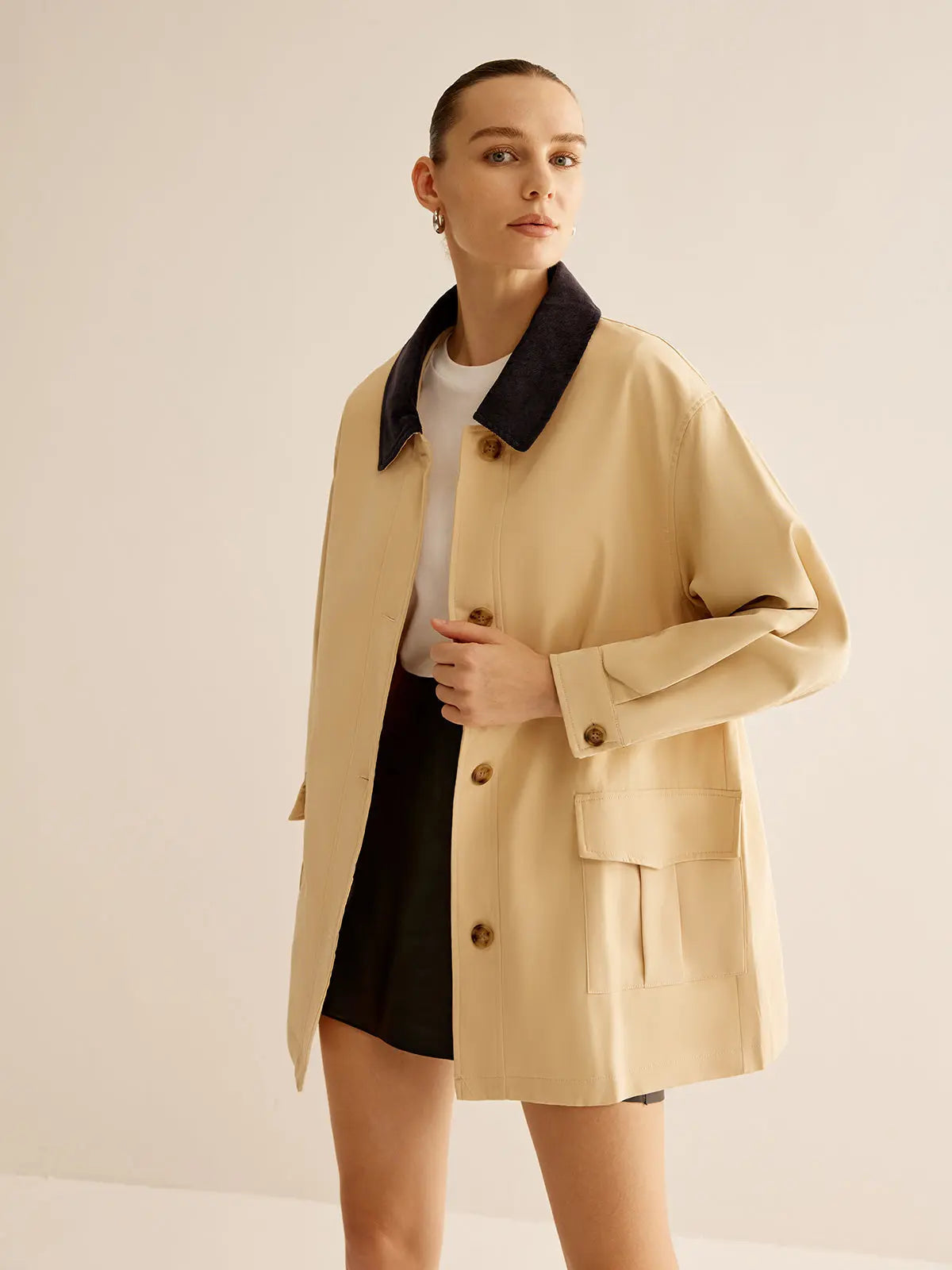 Krohn-e | Baumwolljacke mit Kontrastkragen und Knöpfen