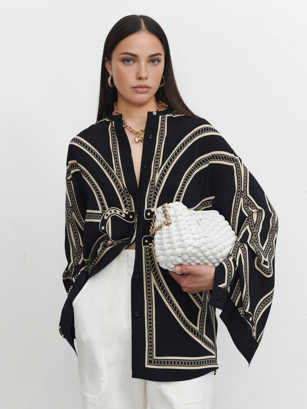 Satin Bluse von Fudus im Boho-Druck