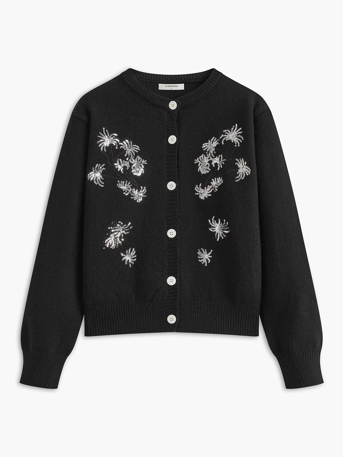 Strickjacke mit Pailletten-Brust von Fudus