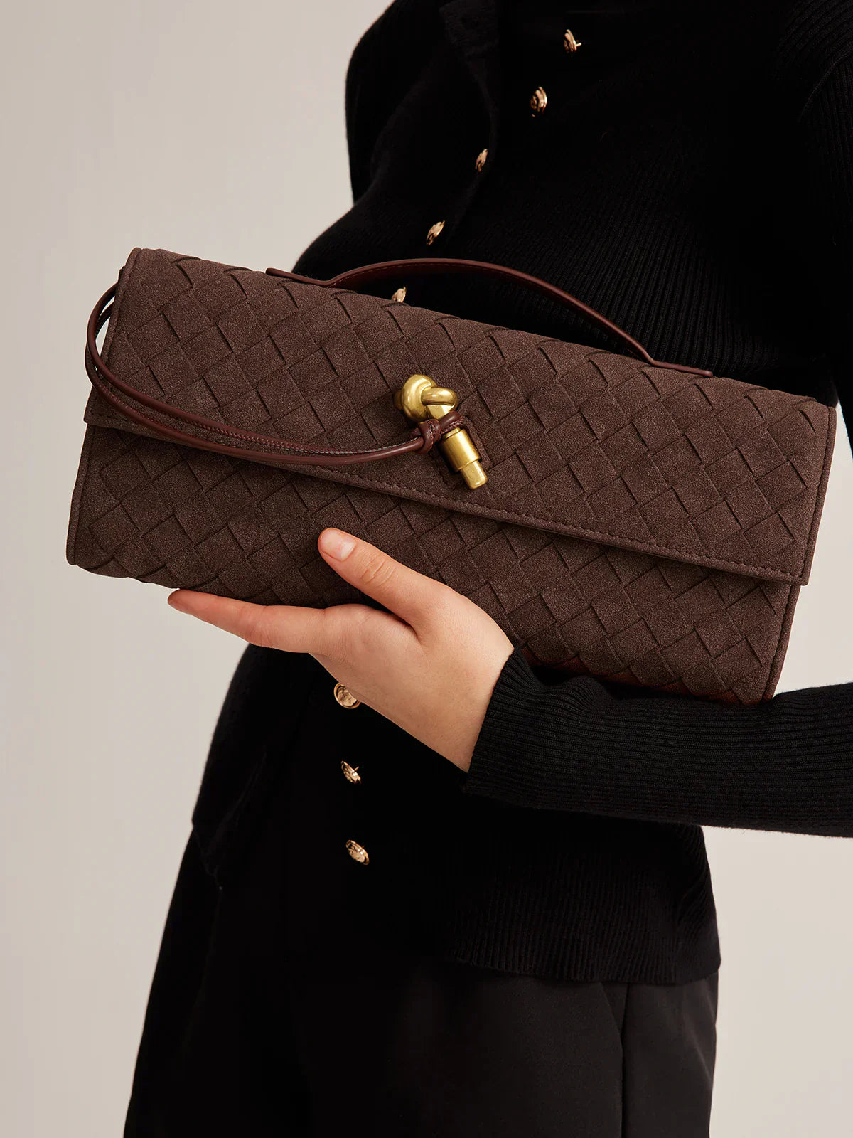 Krohn-e | Elegante Braune Gewebte Clutch - Krohn-e