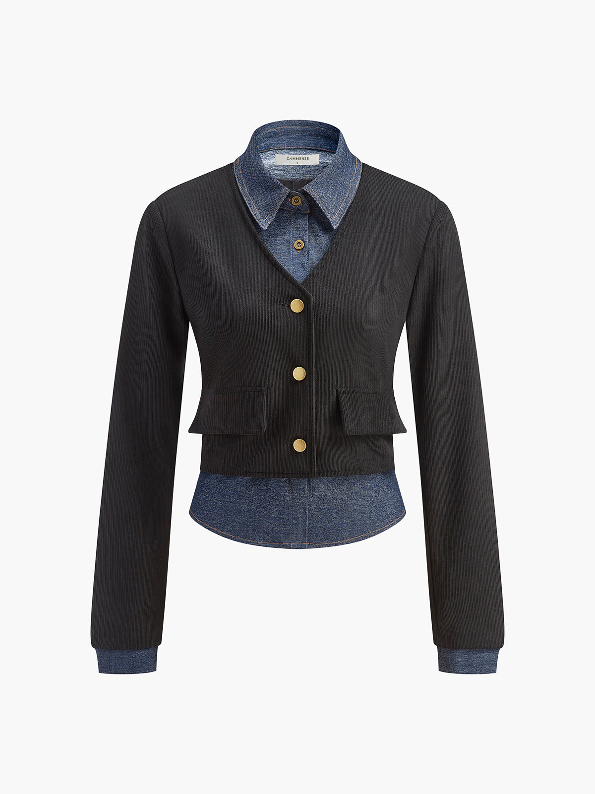 Fudus Polo Shirt with Denim Panels