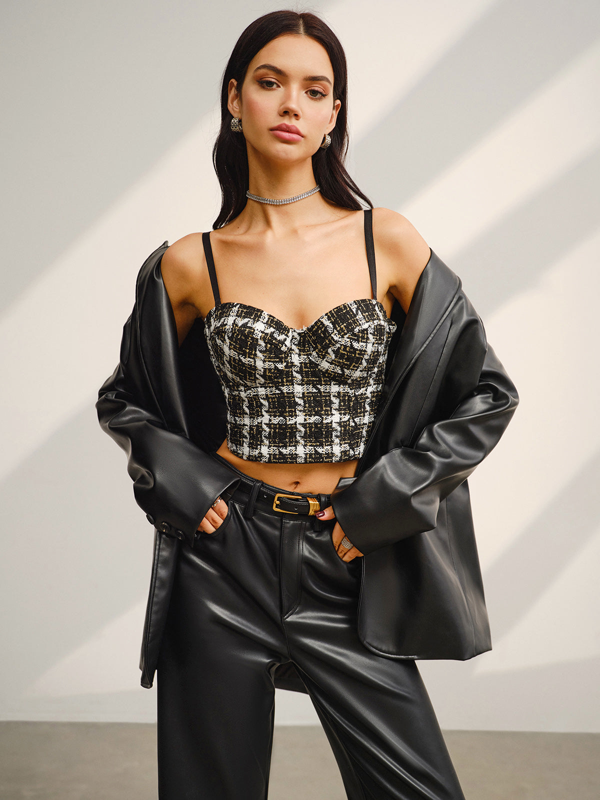 Fudus Herzförmiges Karo-Crop-Top