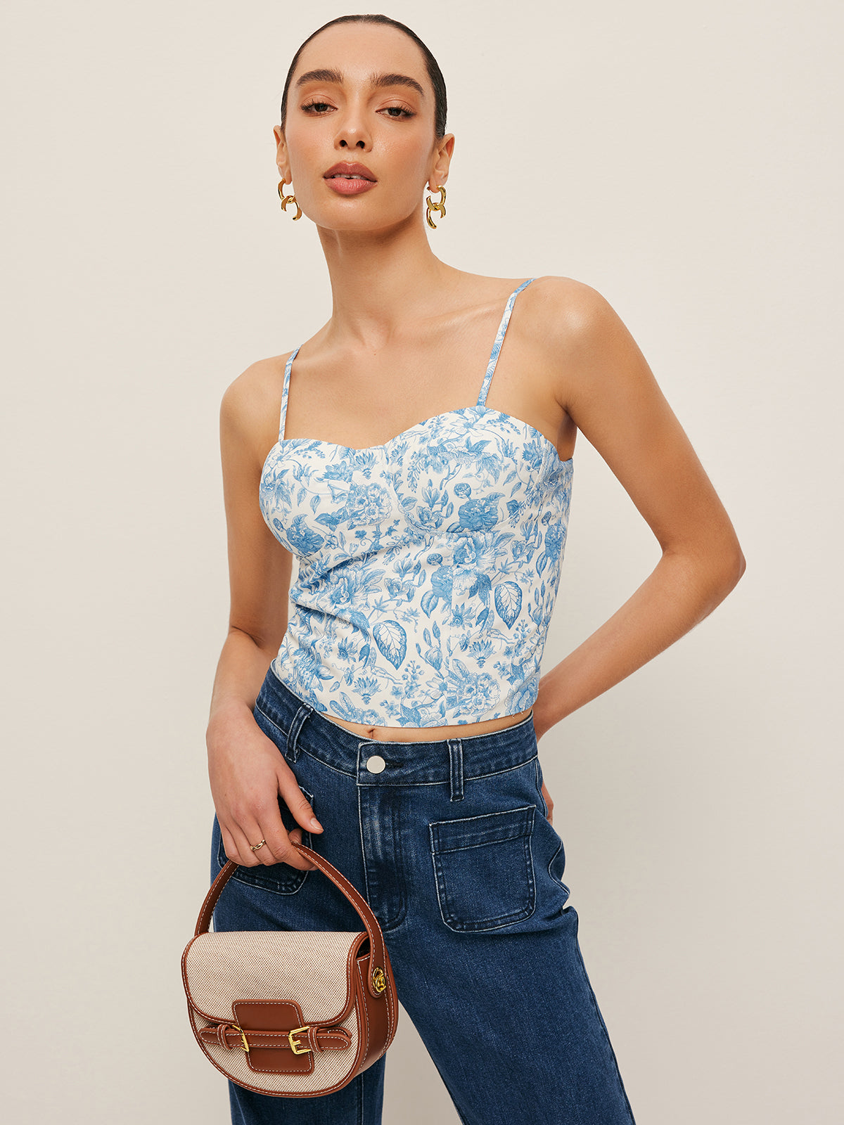Fudus Cropped Top with Floral Print