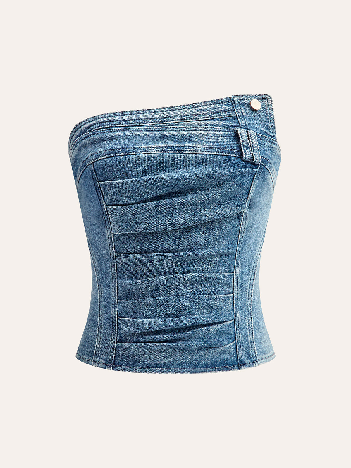 Fudus Trägerloses Top aus asymmetrisch gefaltetem Denim