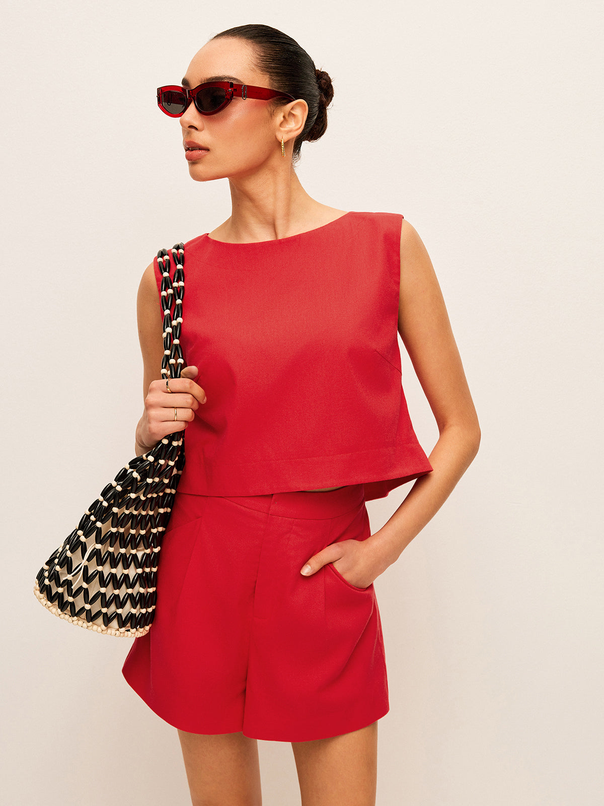 Fudus Baumwoll-Leinen Kurzset: Ärmelloses Top und kurze Hose