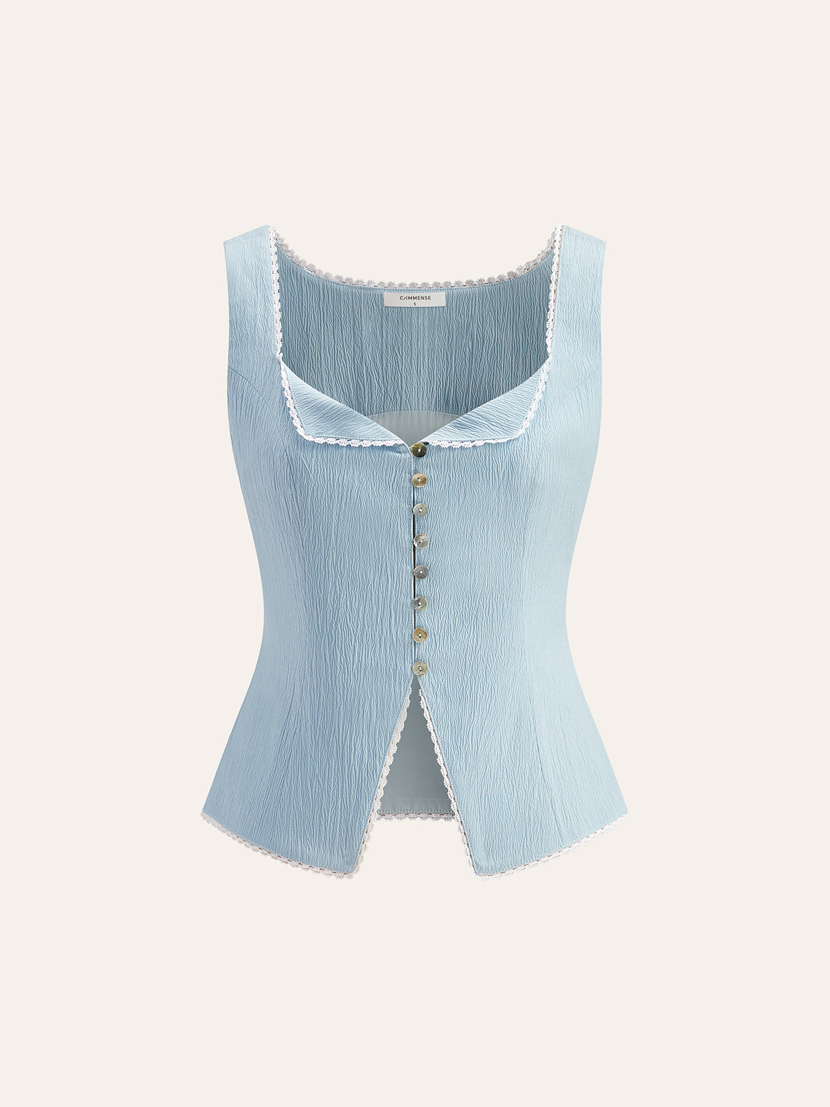 Spitzenbesetztes Top mit Knopfverschluss vorne