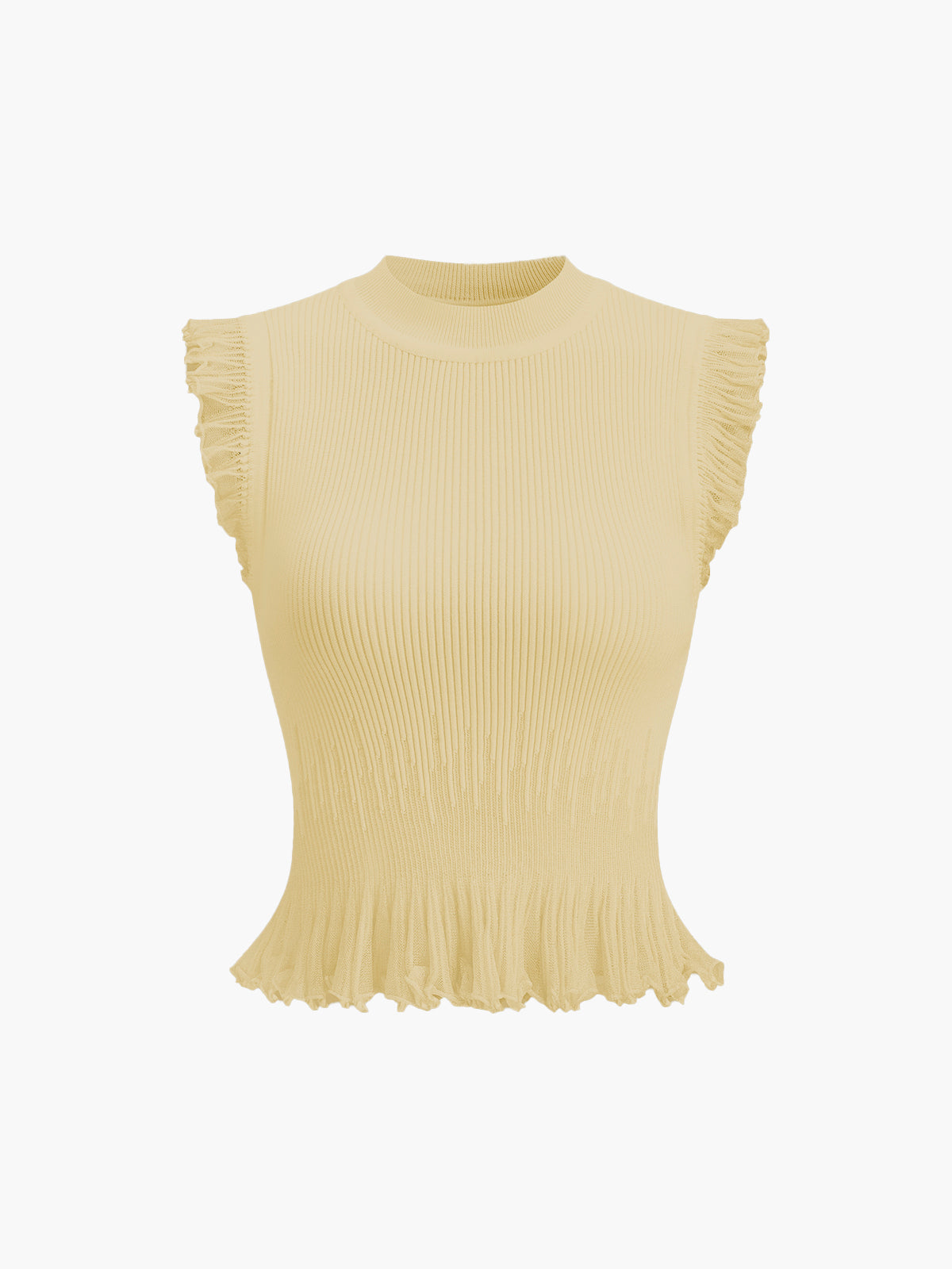 Rippstrick-Blouse mit Rüschen von Fudus