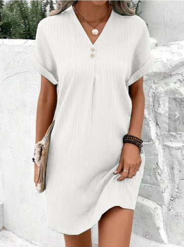 KROHN-E Damen Frühlings-Kleid V-Ausschnitt Blumenmuster Fließend