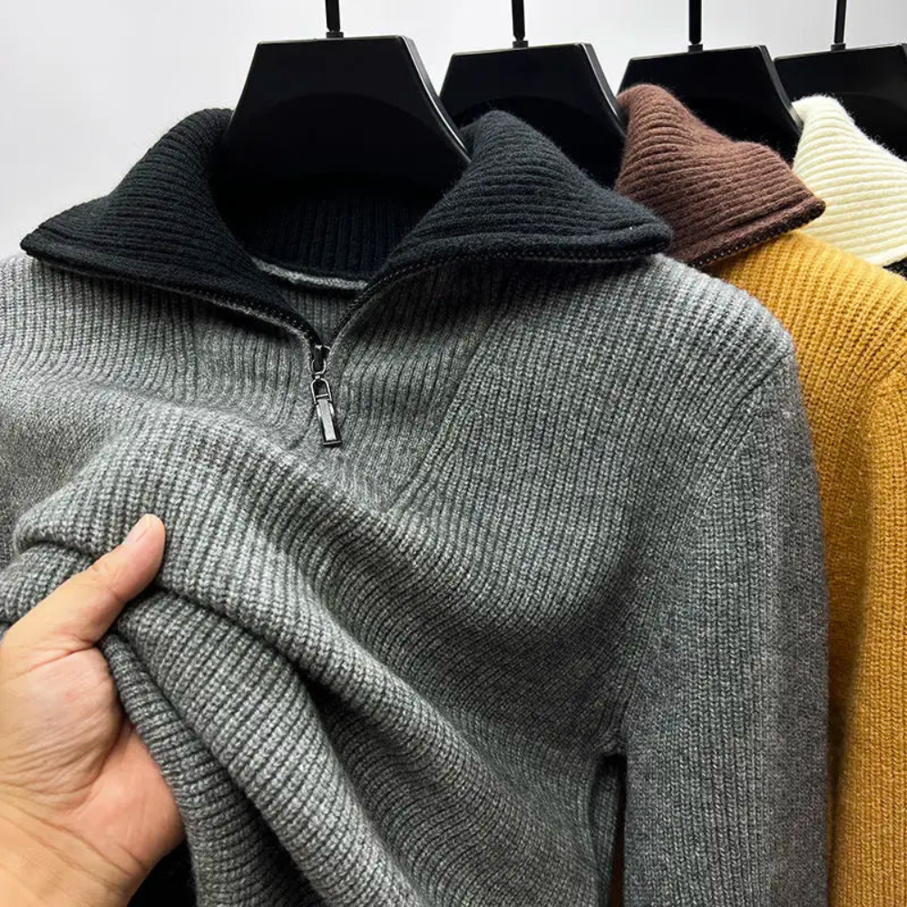 Sportlich-eleganter Herren-Pullover mit Stehkragen und Reißverschluss