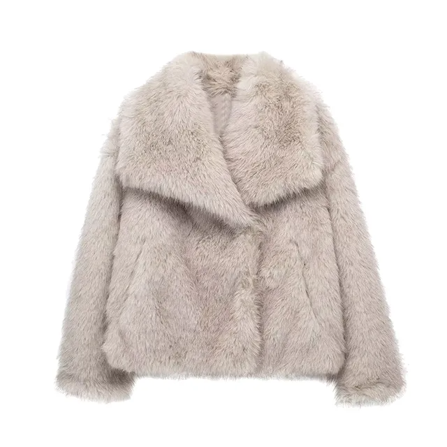 Krohn-e | Trendy Damen Winterjacke aus Kunstfell