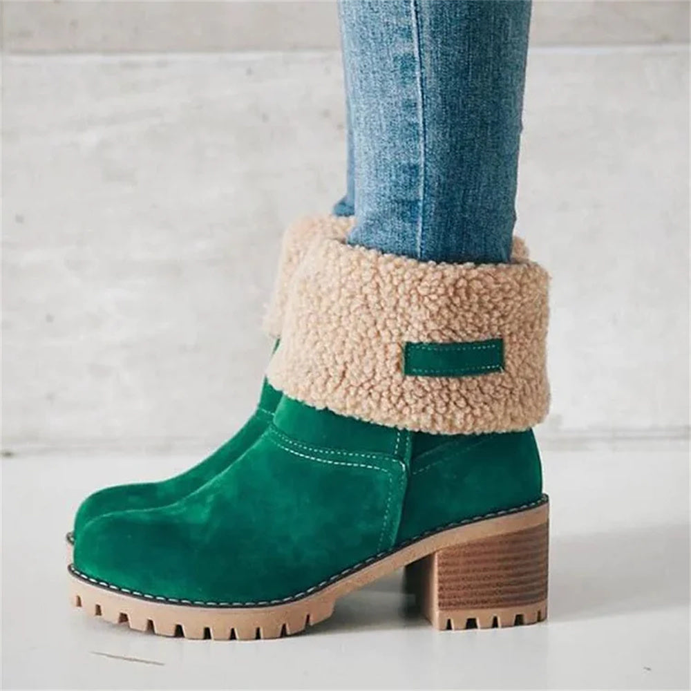 KROHN-E Damen Wasserdichte Stiefel Warmes Futter Wade Winterschuhe