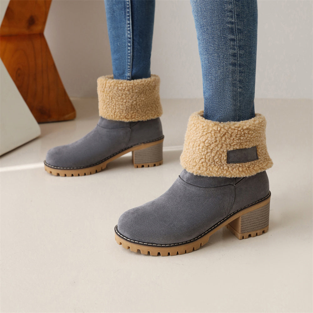 KROHN-E Damen Wasserdichte Stiefel Warmes Futter Wade Winterschuhe