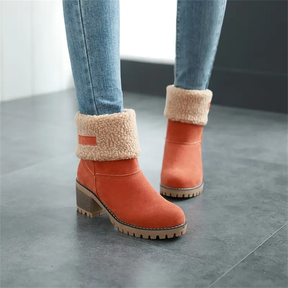 KROHN-E Damen Wasserdichte Stiefel Warmes Futter Wade Winterschuhe