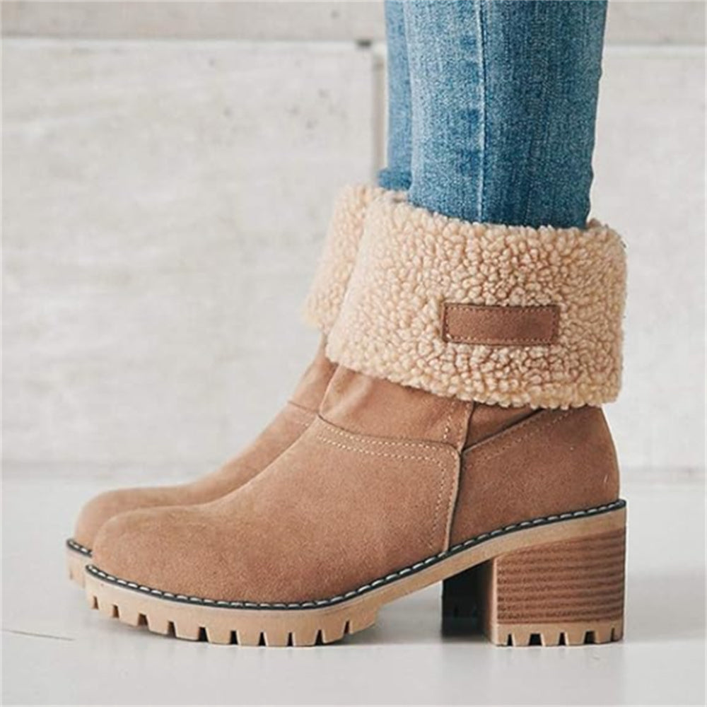 KROHN-E Damen Wasserdichte Stiefel Warmes Futter Wade Winterschuhe