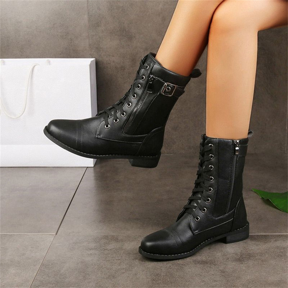 KROHN-E Damen Stiefeletten Seitlicher Reißverschluss
