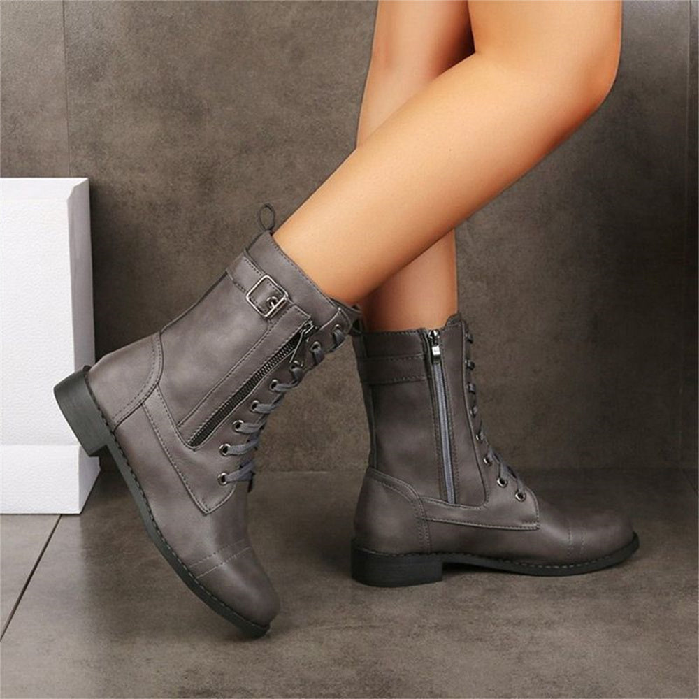 KROHN-E Damen Stiefeletten Seitlicher Reißverschluss Support