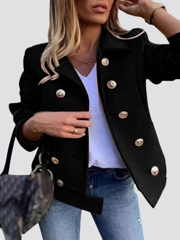 Krohn-e | Kurze Wolljacke mit Doppelreihigem Design Wollmischung Klassisch und Elegant