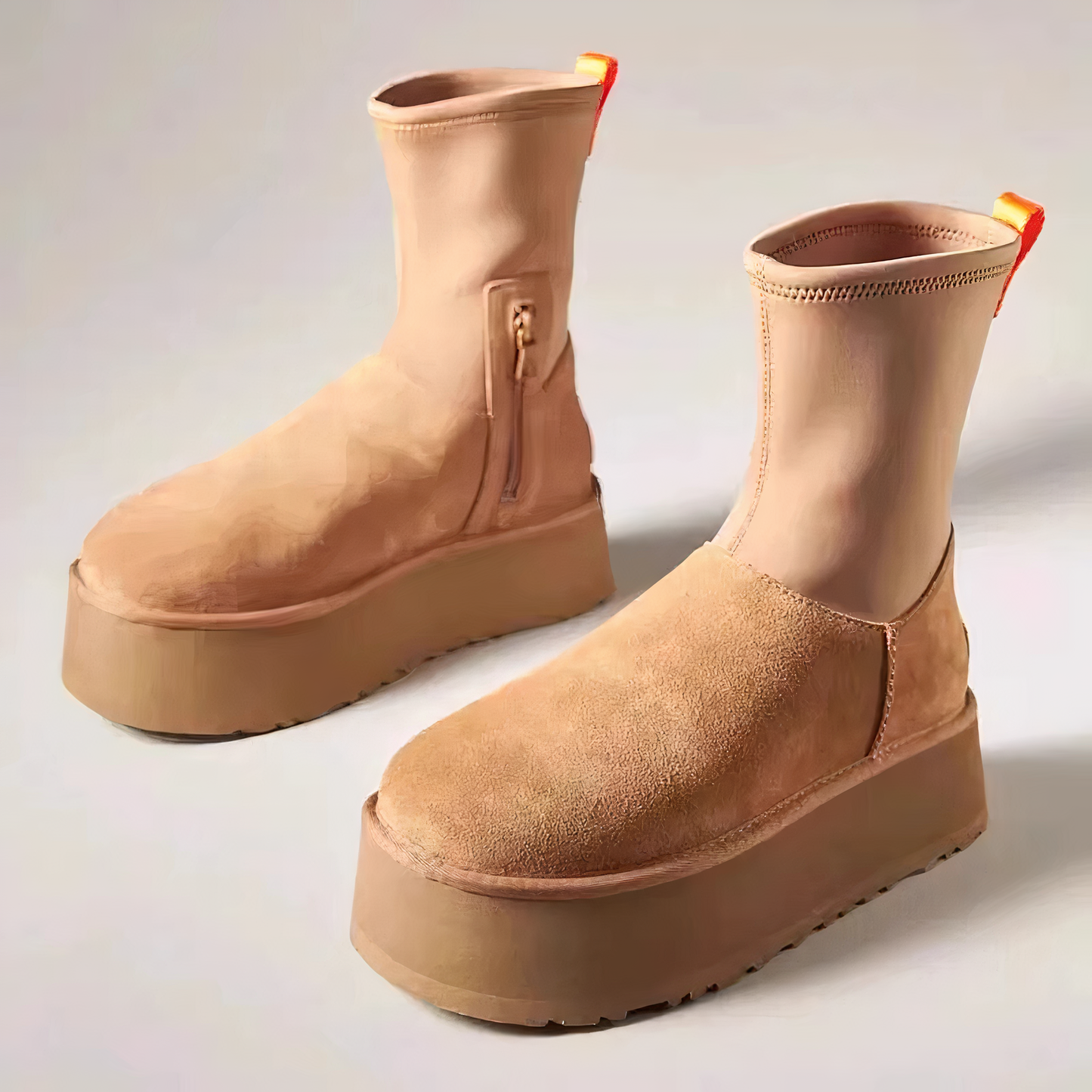 KROHN-E Damen Winterstiefel Gefüttert Wasserdicht Fellbesatz