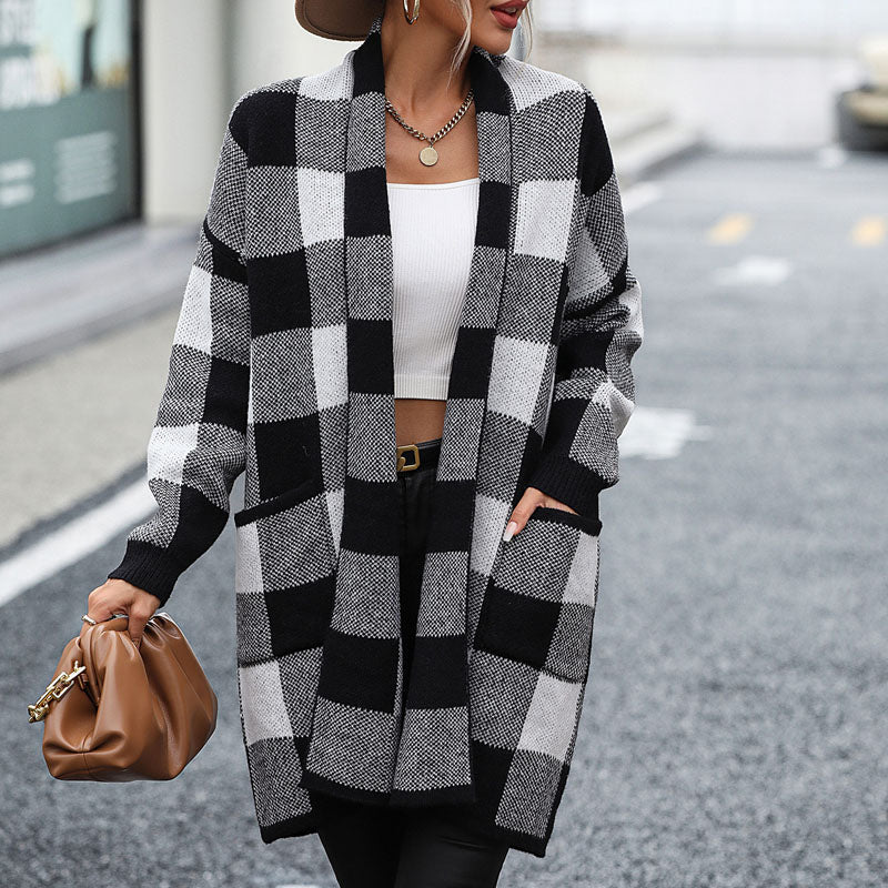 Krohn-e | Karierte Strickjacke