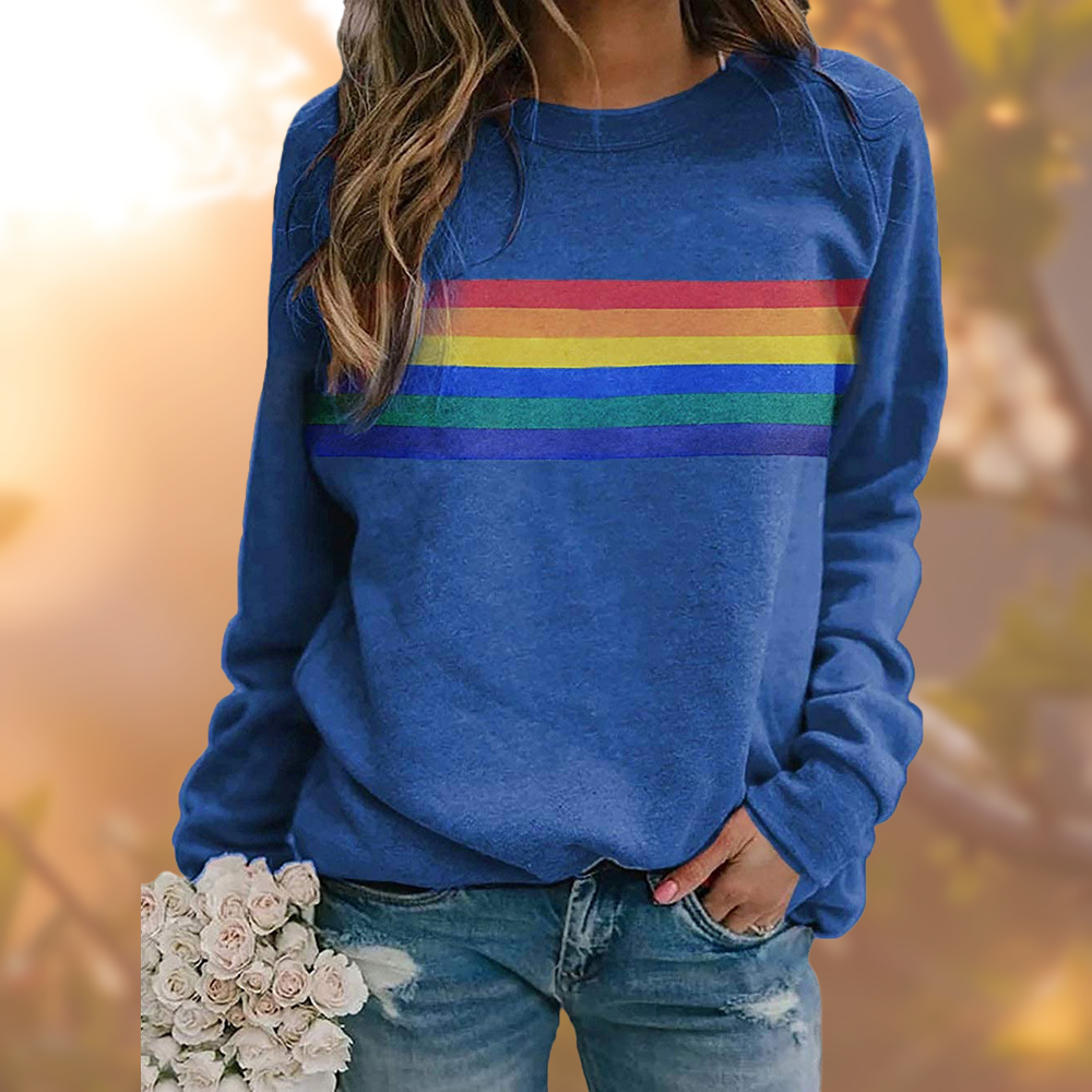 Krohn-e | Weicher Baumwollpullover Mit Regenbogenstreifen