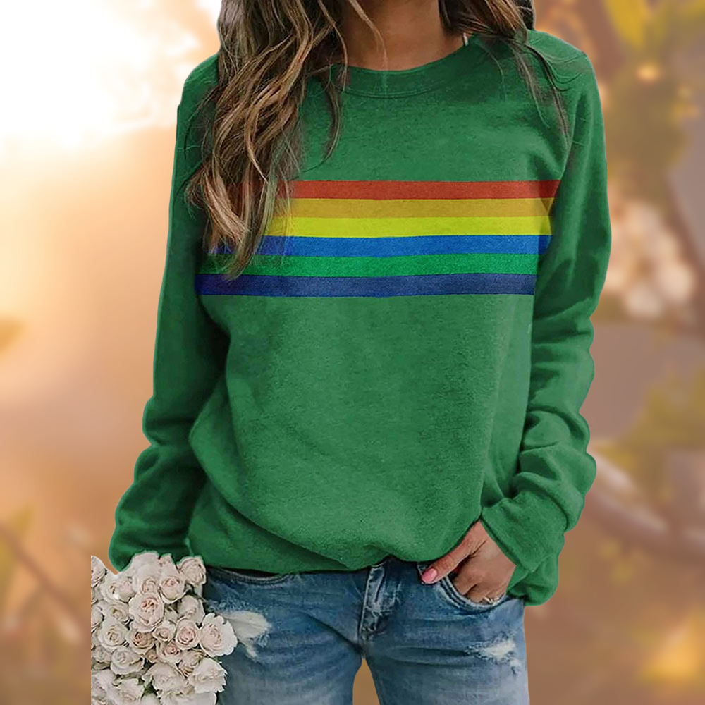 Krohn-e | Weicher Baumwollpullover Mit Regenbogenstreifen