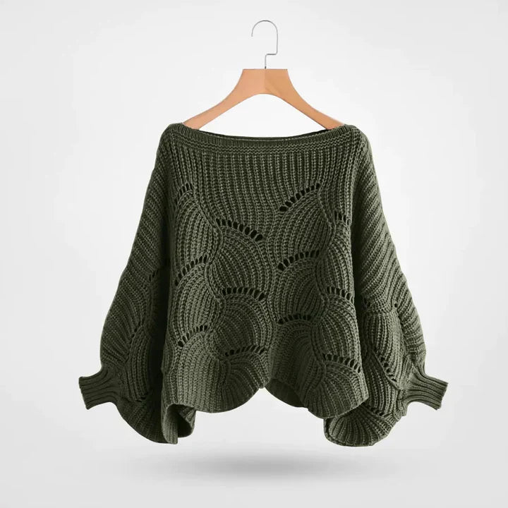 Krohn-e | Gestrickter Pullover mit Fledermausärmeln
