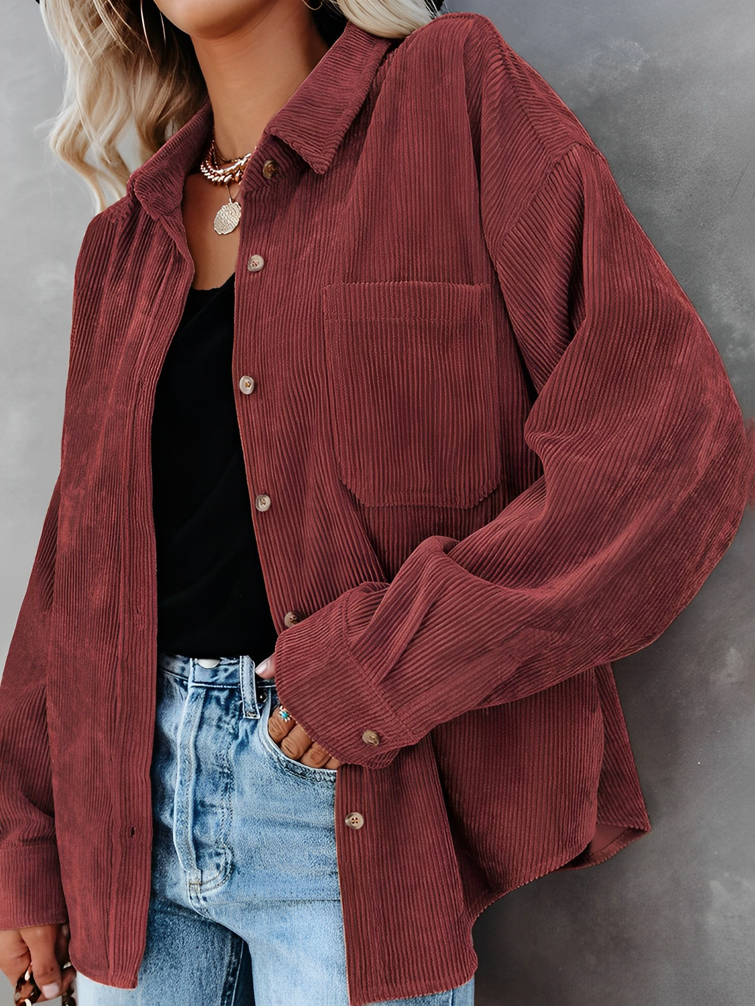 Krohn-e | Cordjacke mit Knöpfen