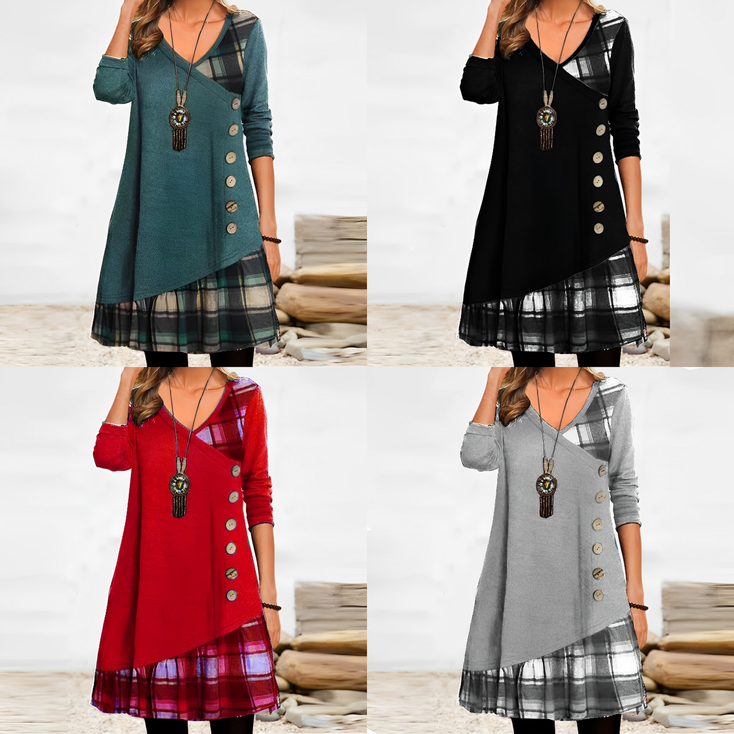 Kleid Camila: Geometrisch kariertes Design