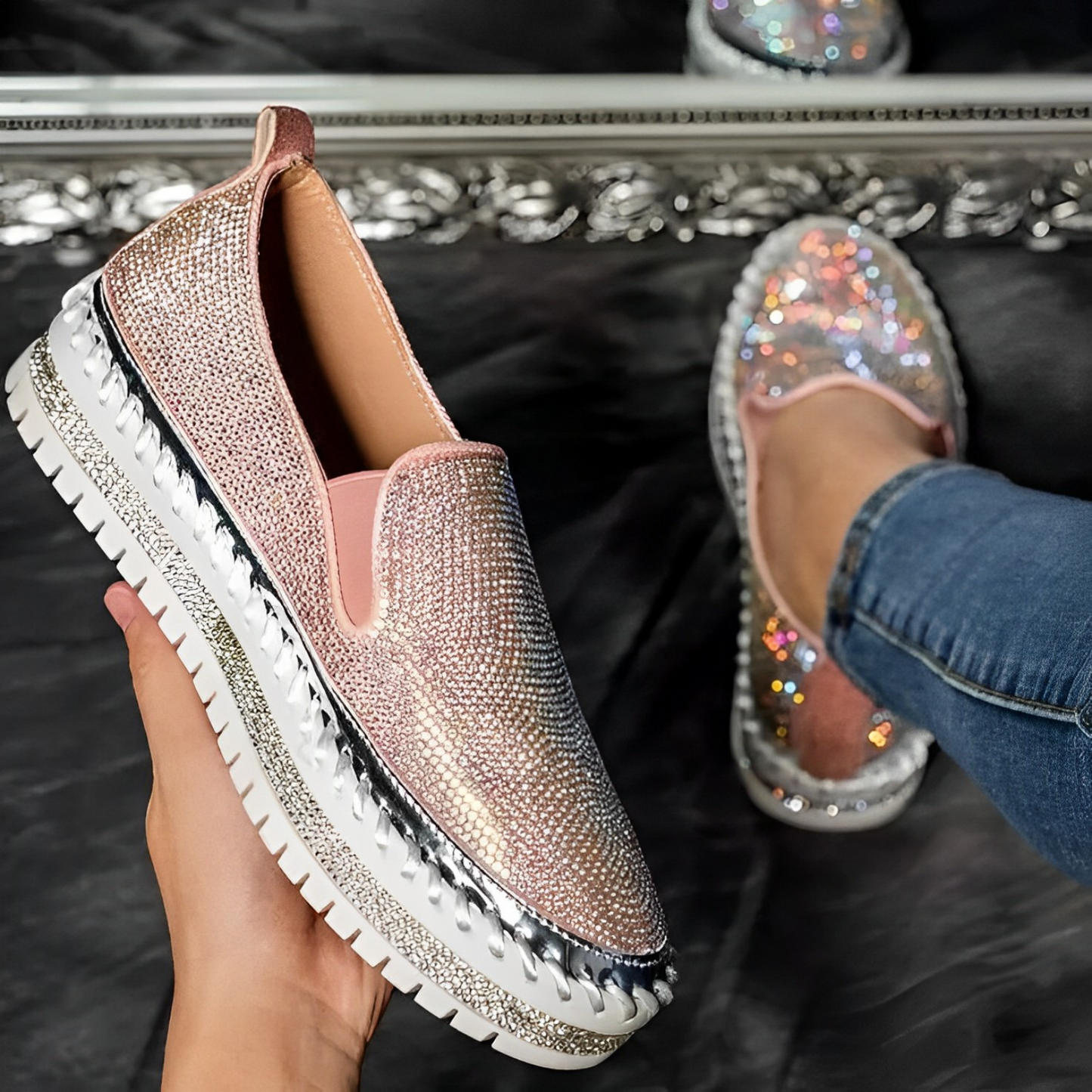 Glittering Diamond Loafers - Candy Gem