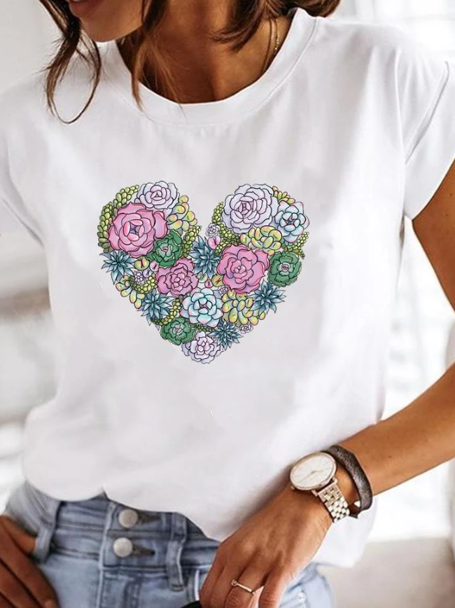 Damen T-Shirts mit Rundhals und lässigen Grafikdesigns