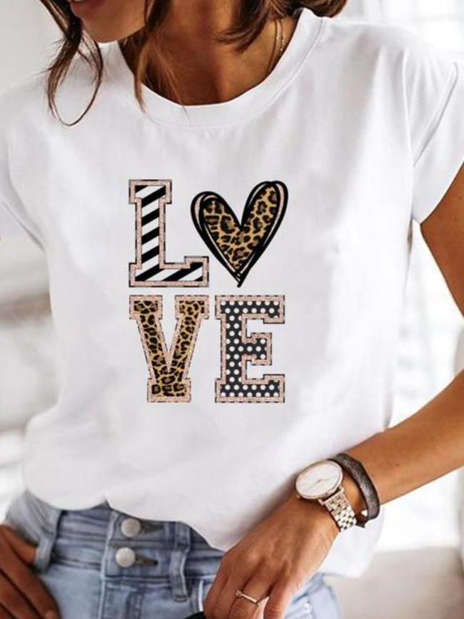 Damen T-Shirts mit Rundhals und lässigen Grafikdesigns