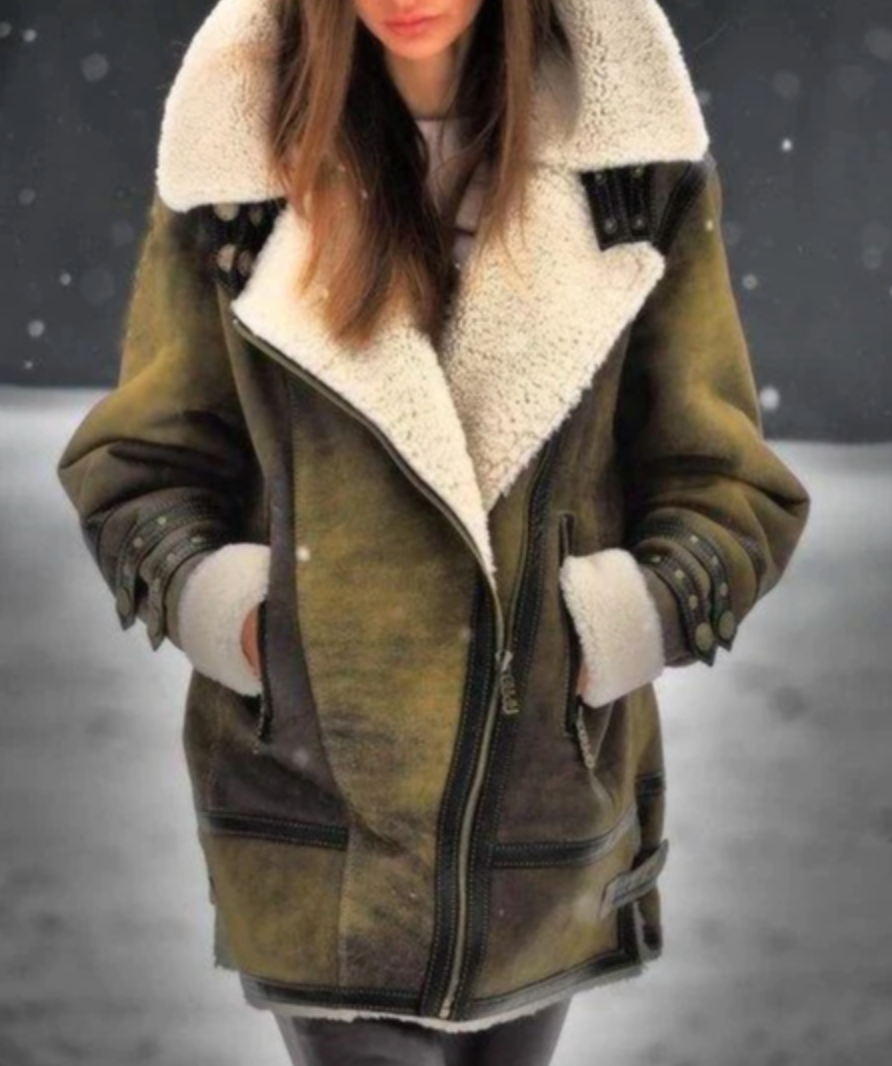 Krohn-e | Gepolsterte Jacke Aus Kunstleder mit Warmer Plüschfutter