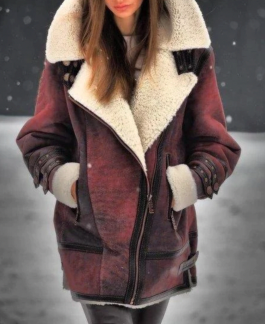 Krohn-e | Gepolsterte Jacke Aus Kunstleder mit Warmer Plüschfutter