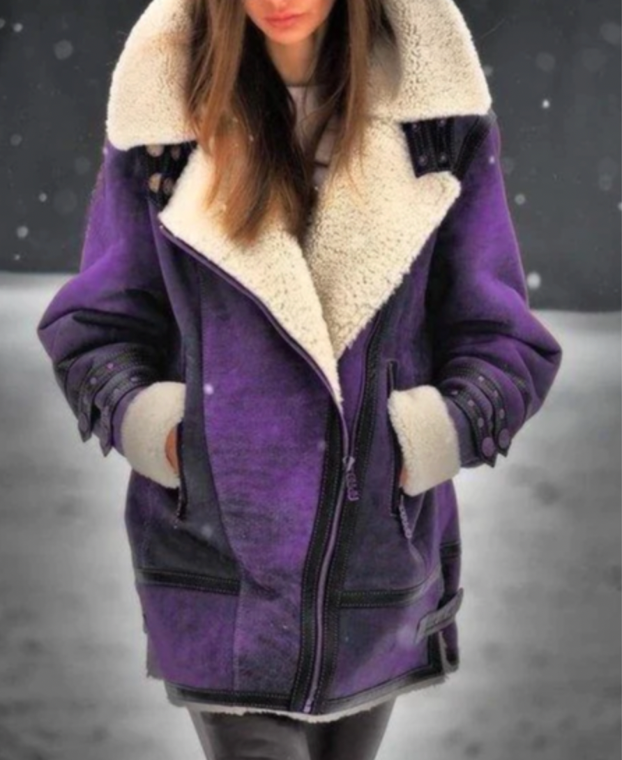 Krohn-e | Gepolsterte Jacke Aus Kunstleder mit Warmer Plüschfutter