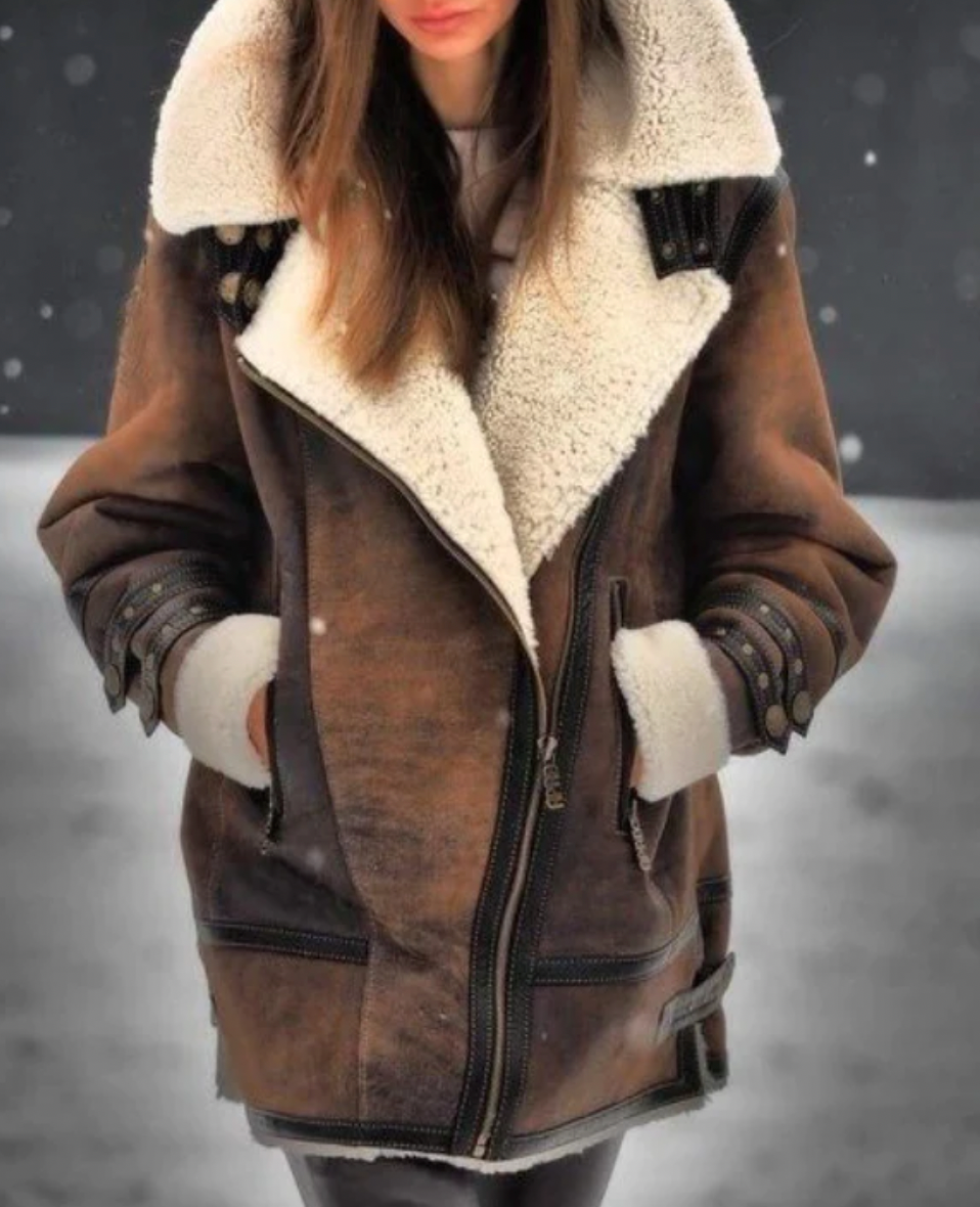 Krohn-e | Gepolsterte Jacke Aus Kunstleder mit Warmer Plüschfutter