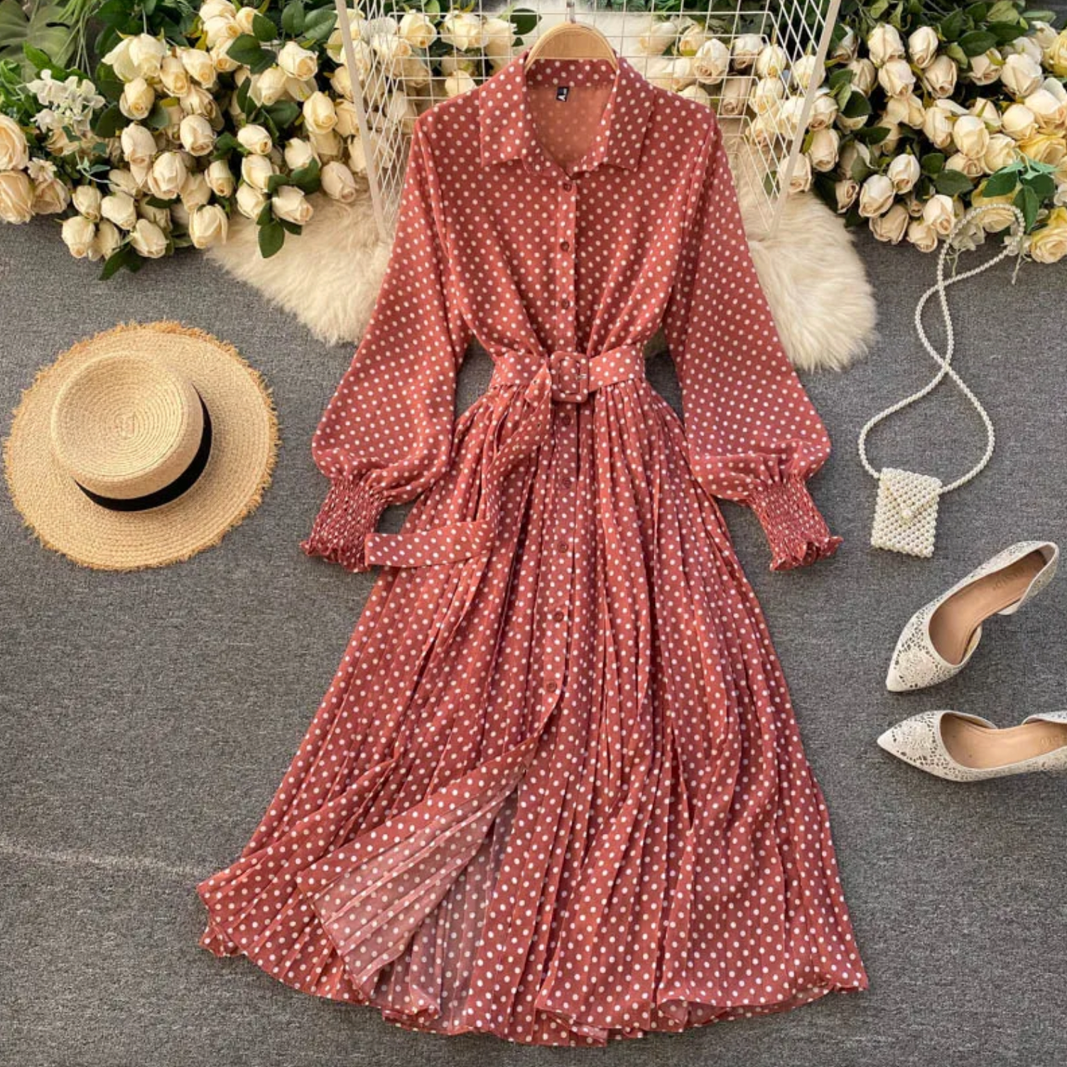Wickelkleid mit langen Ärmeln und Seitenschlitz für Damen