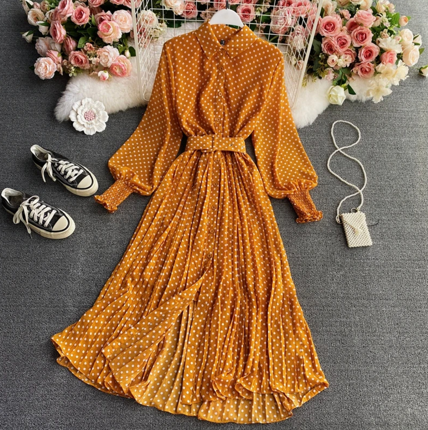 Wickelkleid mit langen Ärmeln und Seitenschlitz für Damen