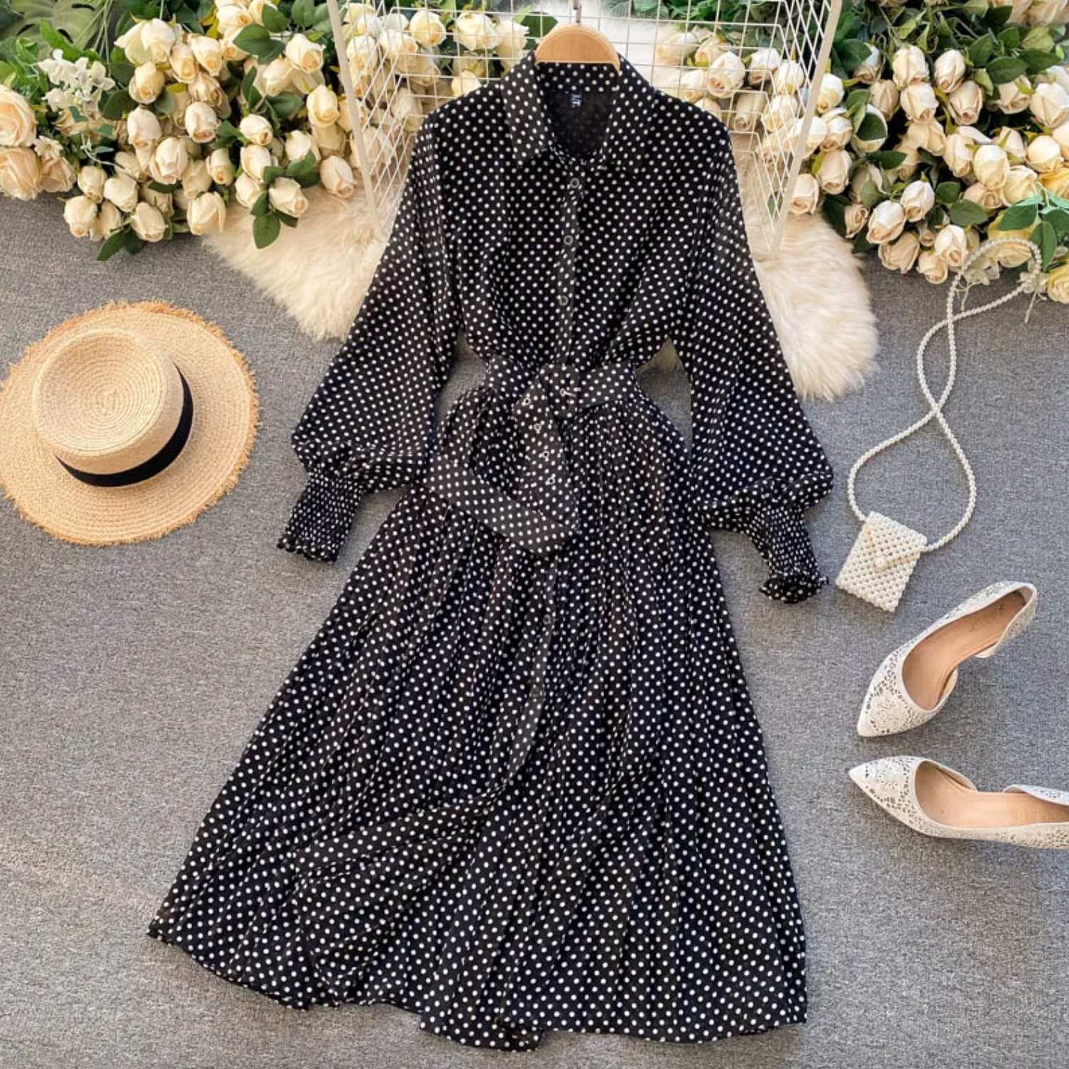 Wickelkleid mit langen Ärmeln und Seitenschlitz für Damen
