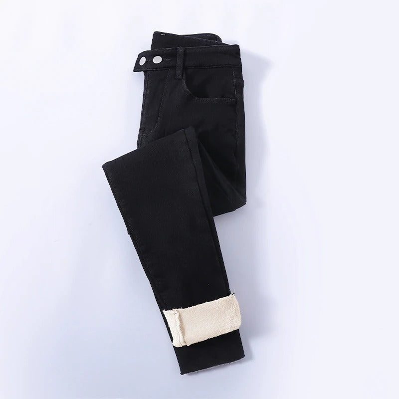 Hochwertige Damen Winterjeans mit hohem Bund und Futter